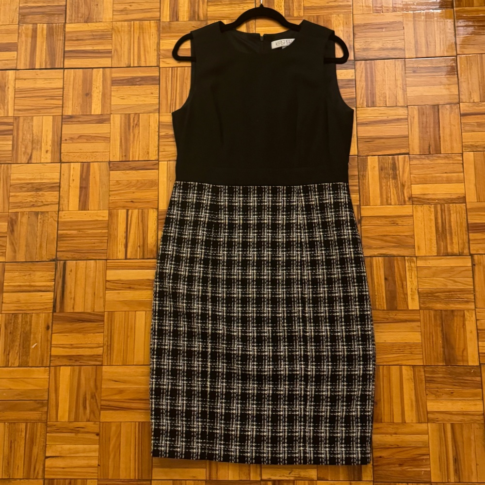 Kasper * Black & White Checkered Midi Dress